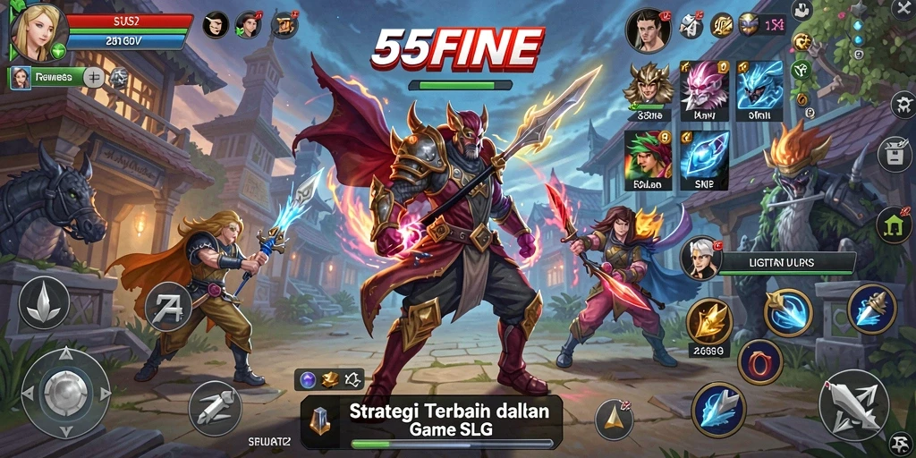 Tampilan gameplay SLG yang menegangkan dalam 55FIVE.