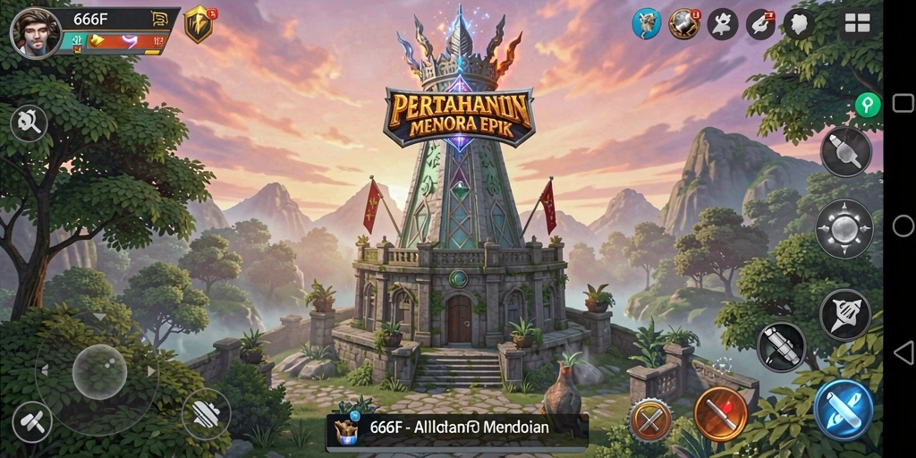 Tangkapan layar 666F menampilkan aksi strategis dalam gameplay Tower Defense.