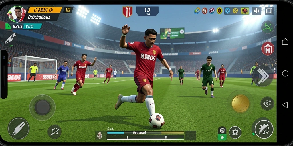 Screenshot permainan 88BOS menampilkan aksi seru di lapangan sepak bola.