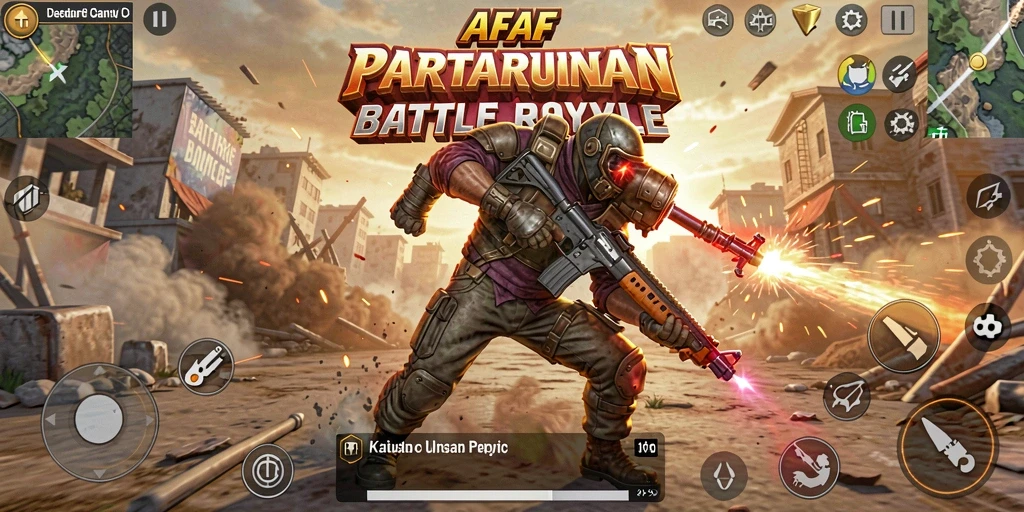 Gameplay intens AFAF dengan pertempuran seru di arena Battle Royale.