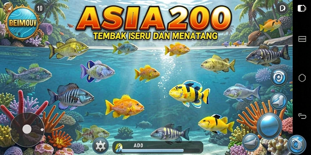 Screenshot gameplay ASIA200 menampilkan aksi menembak ikan yang seru.
