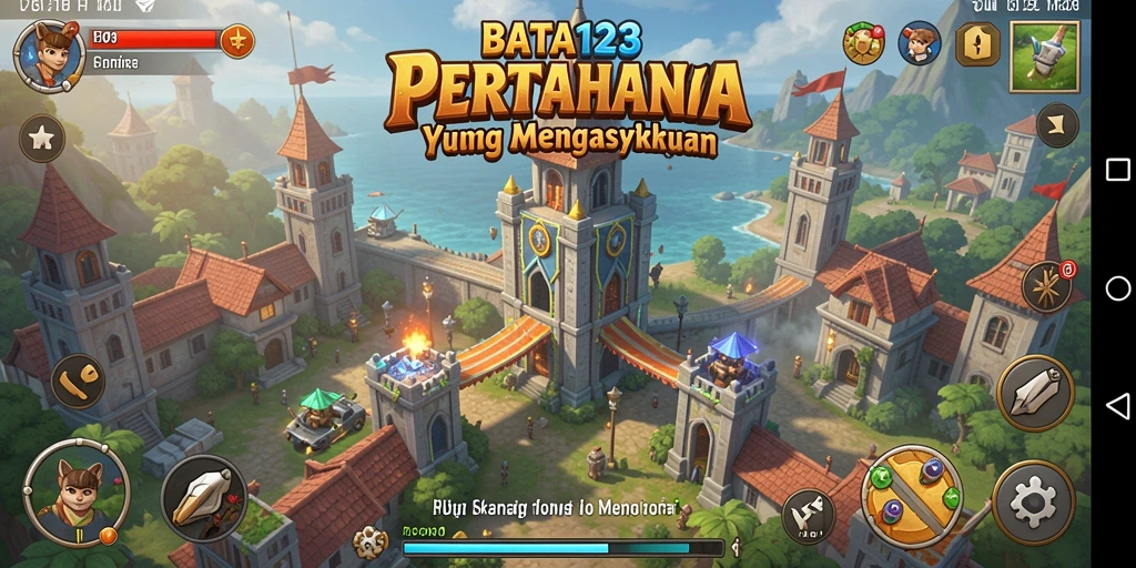 Tampilan menara dan musuh dalam aksi di BATA123.