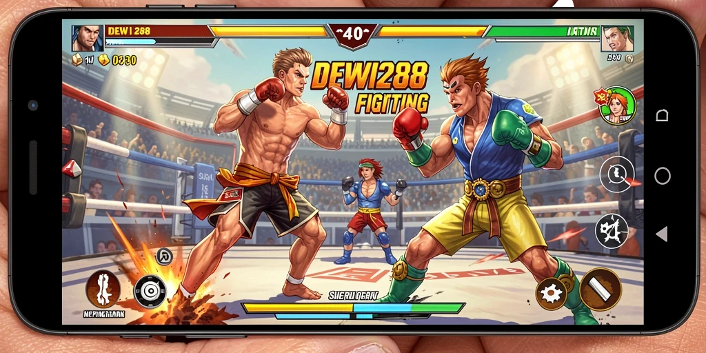 Tampilan gameplay seru dalam pertarungan yang mendebarkan.