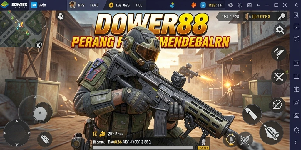 Screenshot gameplay DOWER88 yang menampilkan aksi menegangkan di medan perang.