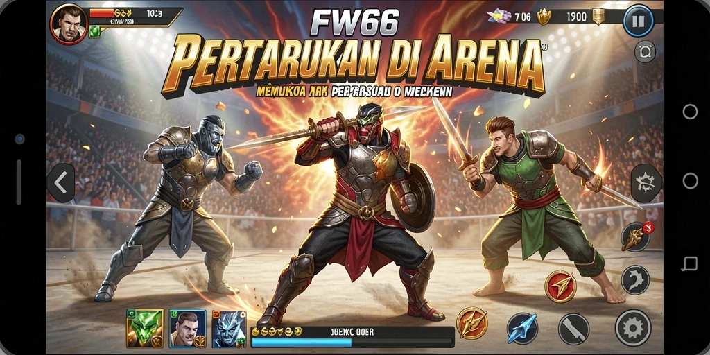 Tampilan aksi mendebarkan di arena FW66 dengan berbagai karakter.