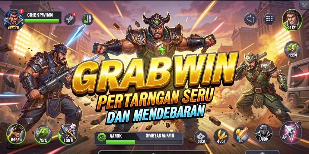 Tampilan aksi seru dalam gameplay Fighting GRABWIN yang menakjubkan.