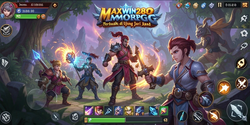 Screenshot gameplay <strong>MAXWIN288</strong> menampilkan aksi seru dan dunia yang megah.