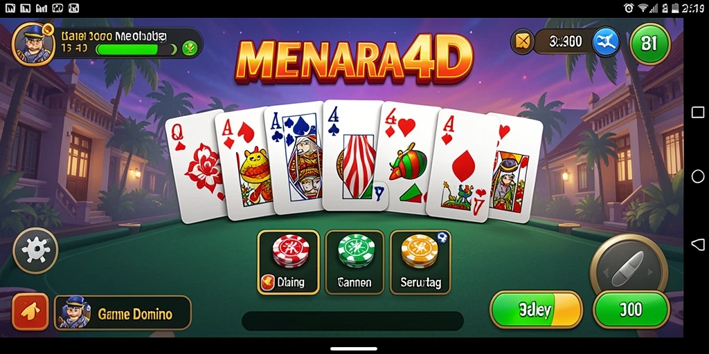 Screenshot gameplay MENARA4D yang menampilkan aksi seru bermain Domino.