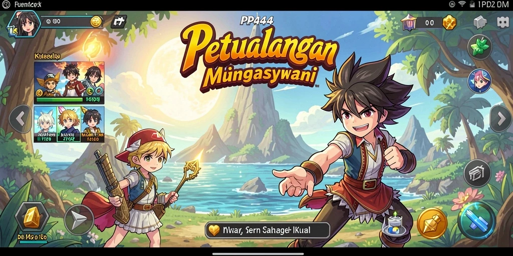 Screenshot gameplay PP444 menampilkan aksi seru di dunia anime.