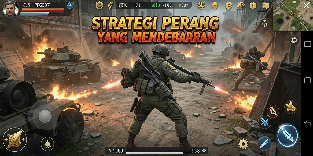 Tampilan dinamis gameplay strategi PRG007 yang penuh aksi.