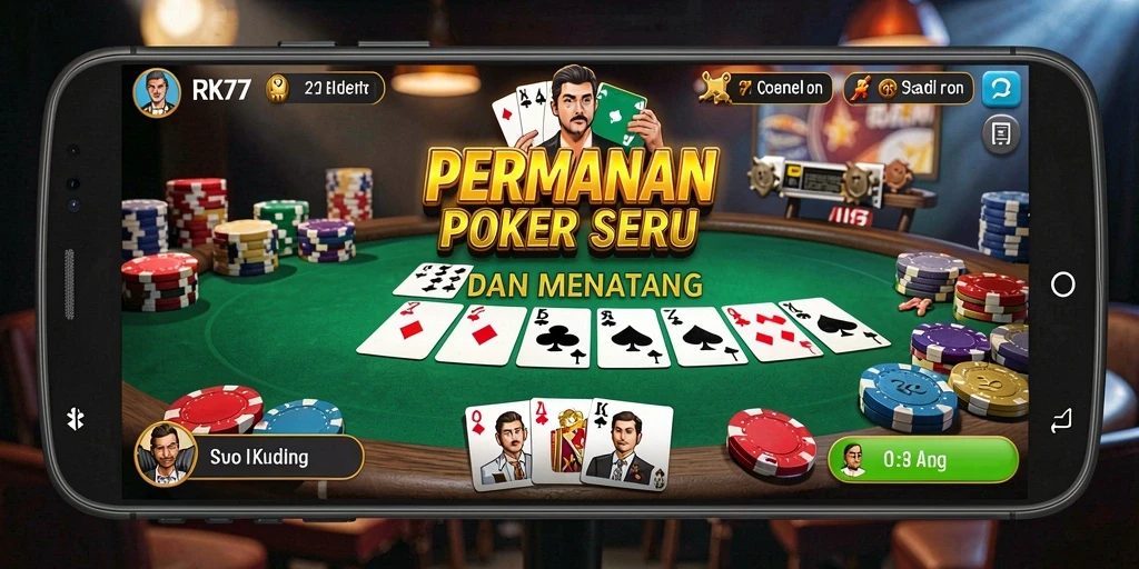 Tampilan gameplay poker yang mendebarkan di RK77.