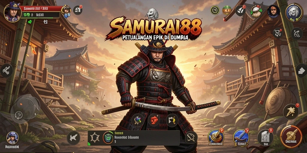 Gameplay <strong>SAMURAI88</strong> yang menarik dalam suasana samurai yang epik.