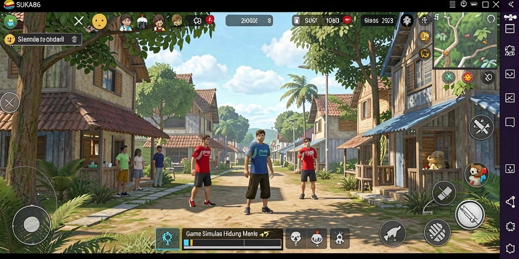 Tampilan gameplay yang menampilkan interaksi dan desain rumah dalam SUKA86.