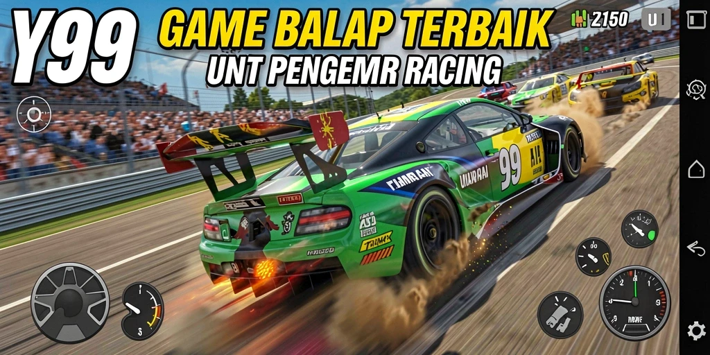 Screenshot gameplay Y89 yang menggambarkan aksi balap yang mendebarkan.